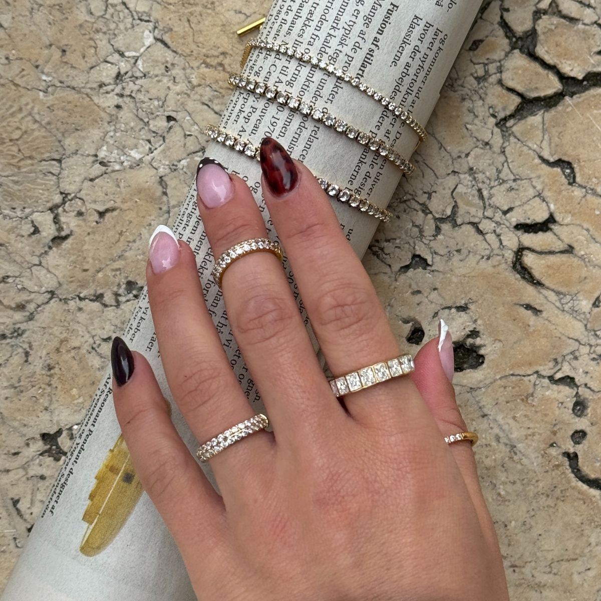 Crystal Band Ring 18K gold plated 4mm