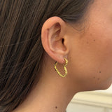 Heart Scoria Creoler 18K Guldbelagt Stor