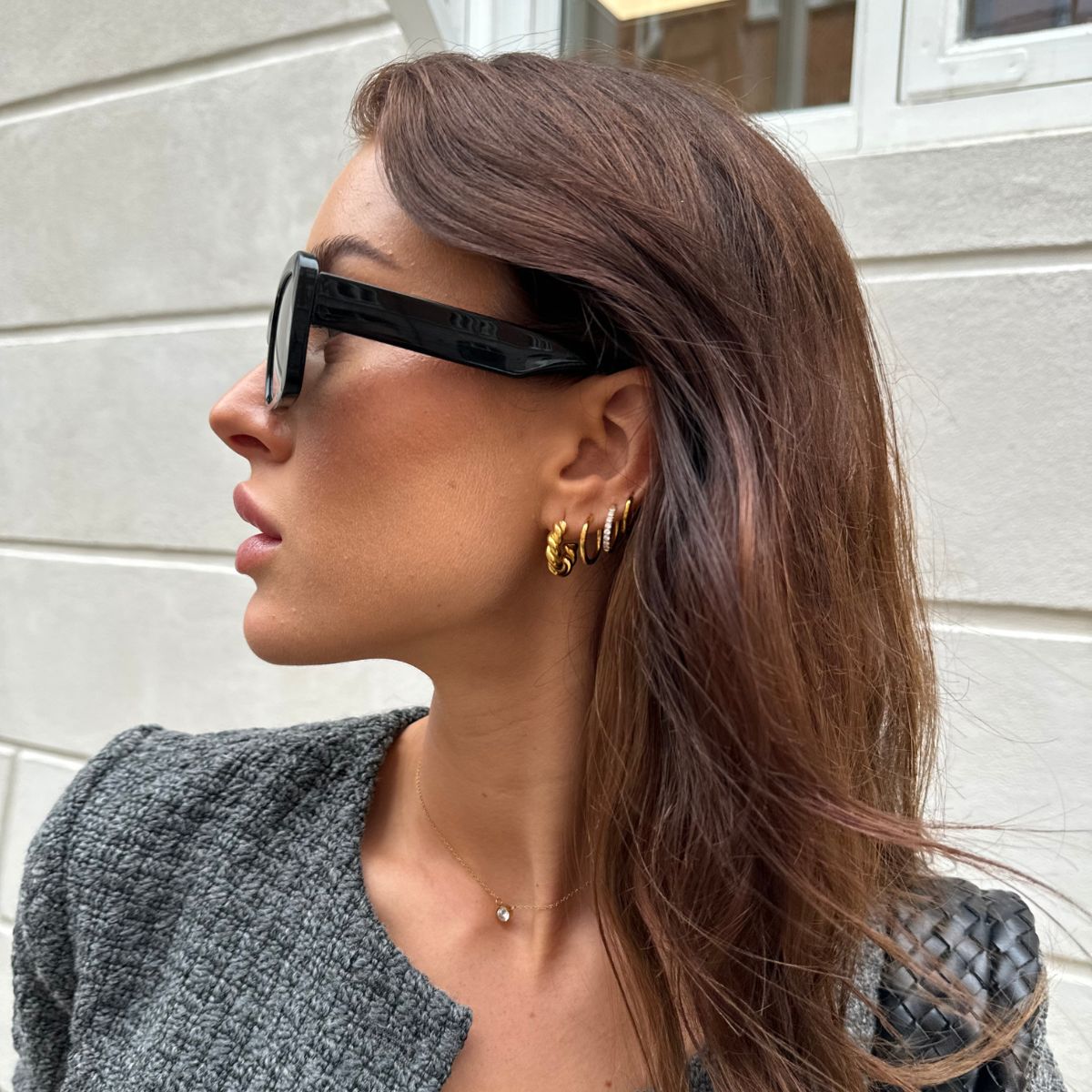 Camilla Krøyer Jewellery Classic Creoler 18K Guldbelagt 12mm med Floating Krystal