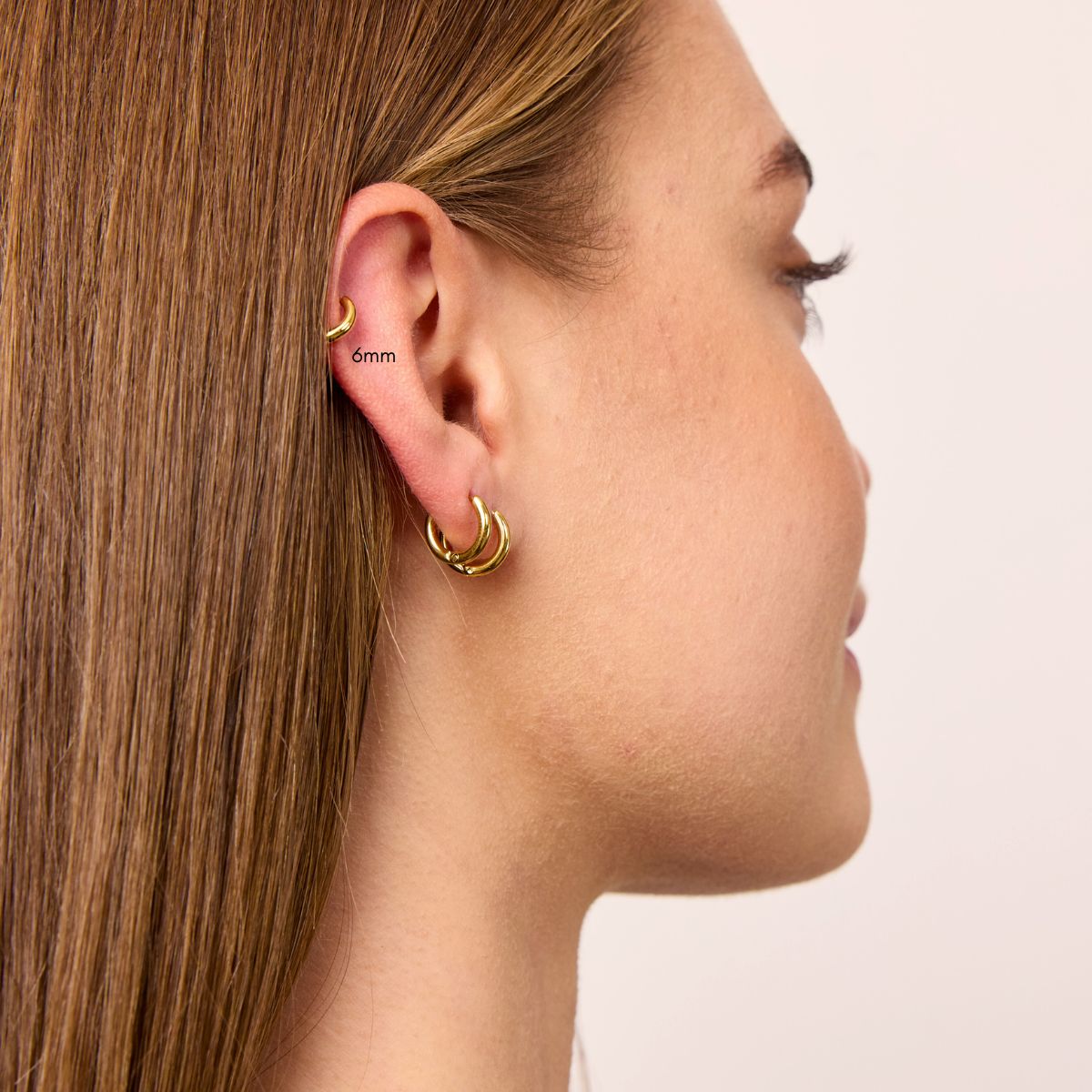 Classic Creoler 18K Guldbelagt Helix 6mm 