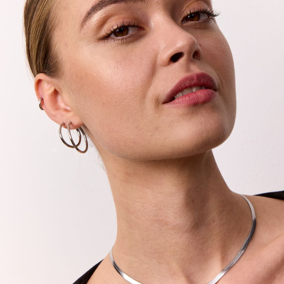 Classic Creoler Sølvfarvet 25mm og 20mm