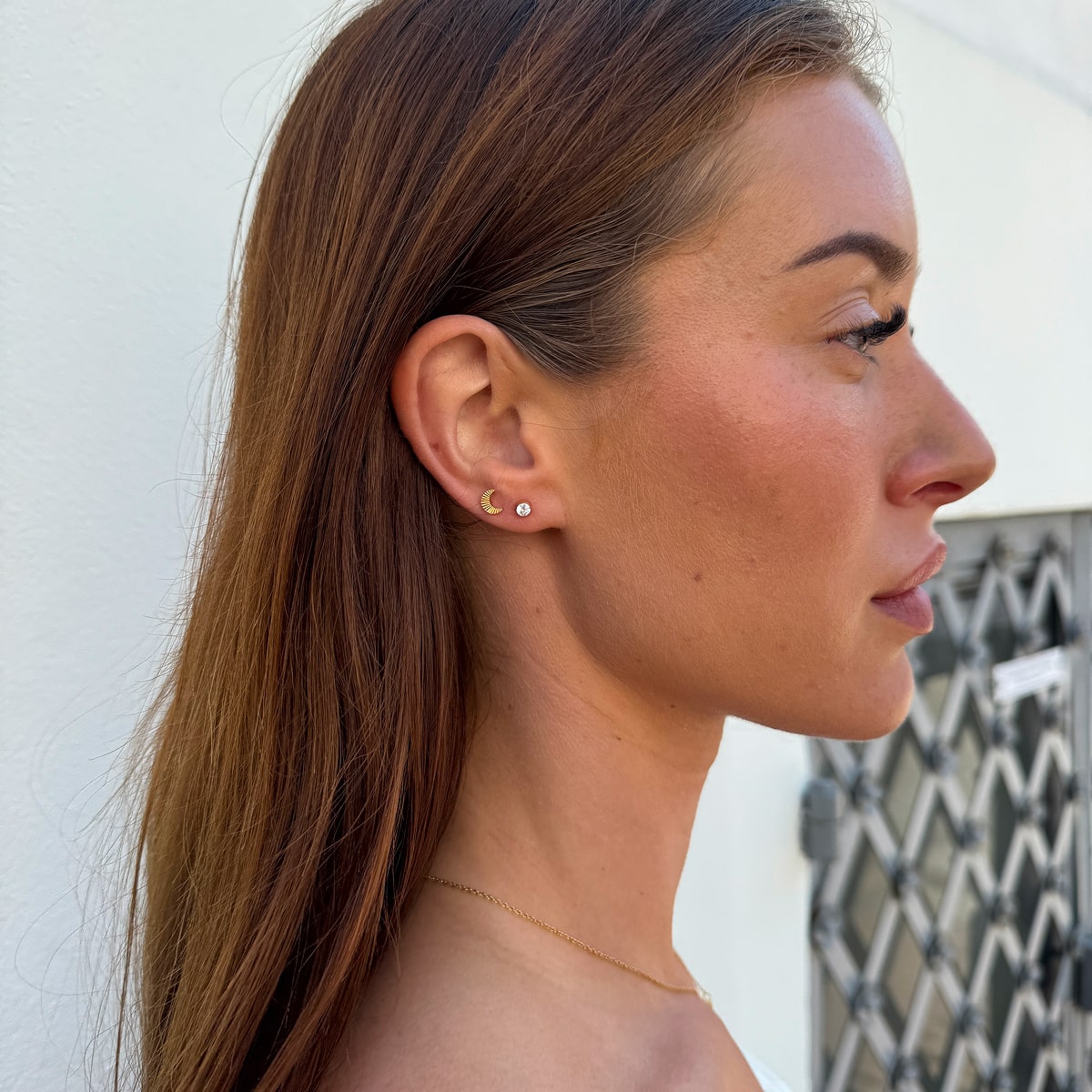 Sun Kiss Moon Stud Øreringe 18K Guldbelagt Camilla Krøyer Jewellery