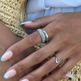 Classic & Pavé Dome Ringe Sølvfarvet Sæt