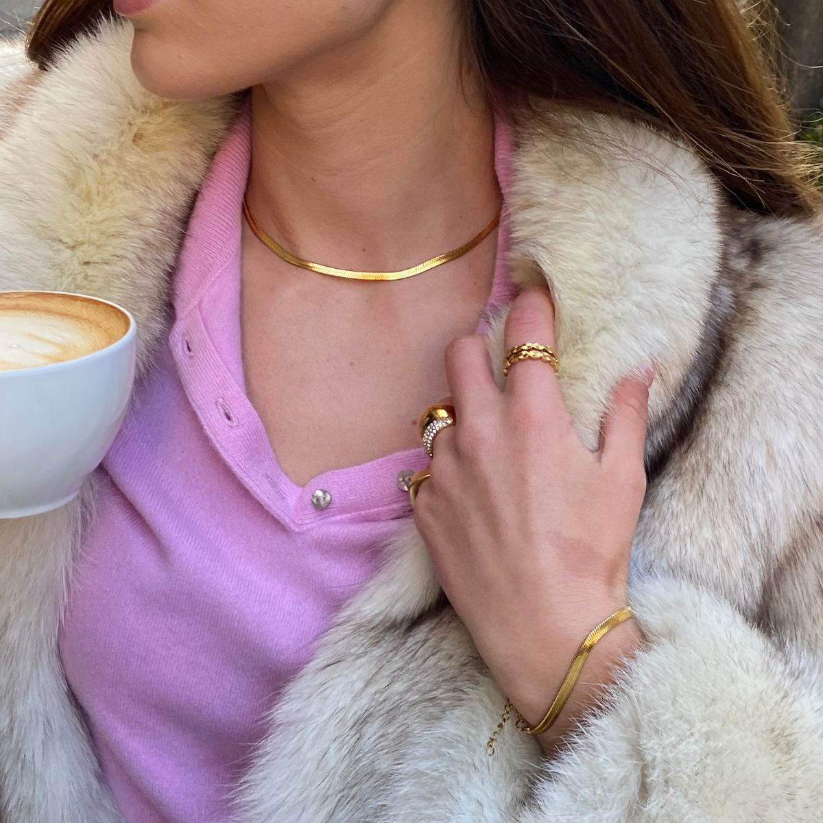 Flad Slange Armbaend 18K Guldbelagt 4mm Camilla Kroeyer Jewellery 17