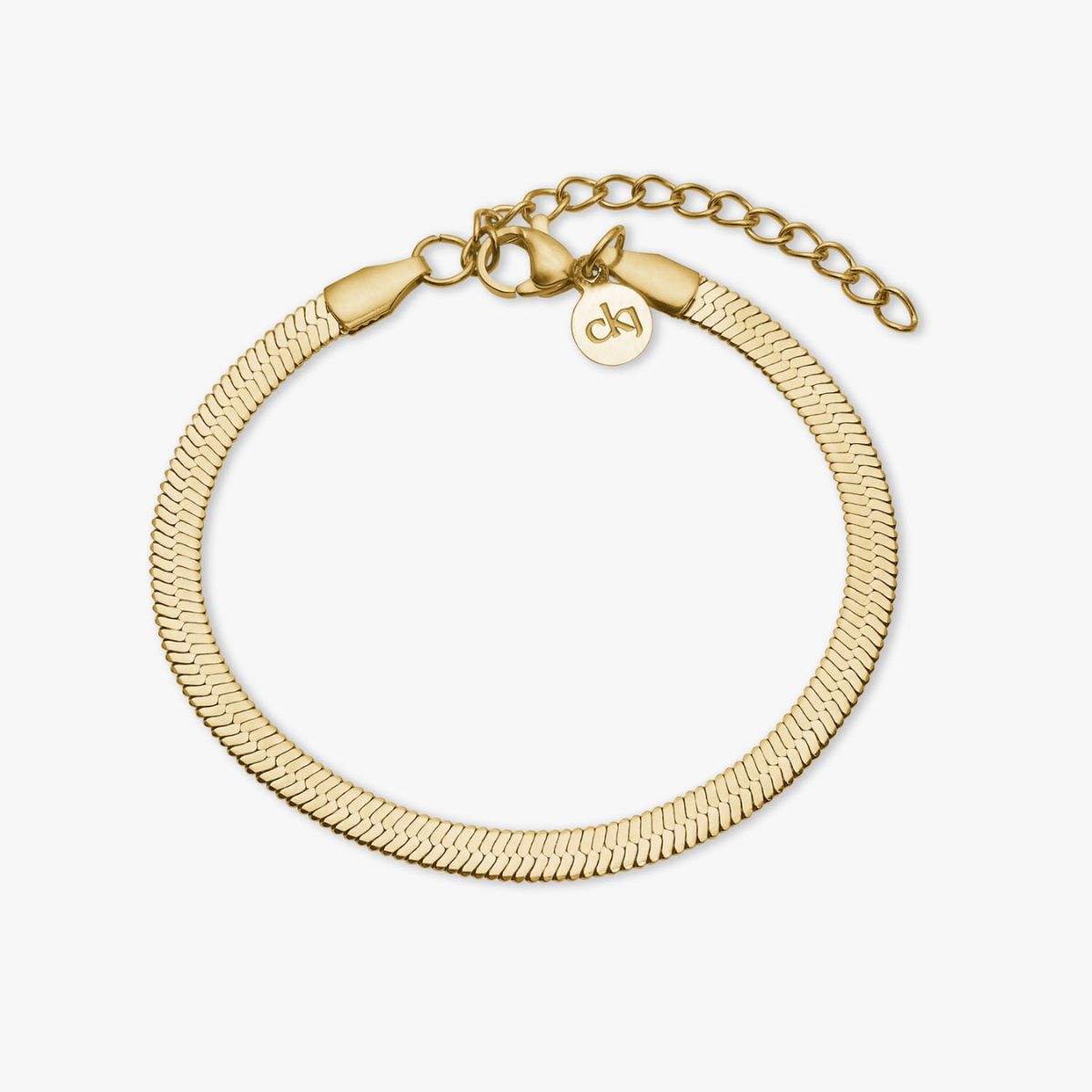 Flad Slange Armbaend 18K Guldbelagt 4mm Camilla Kroeyer Jewellery