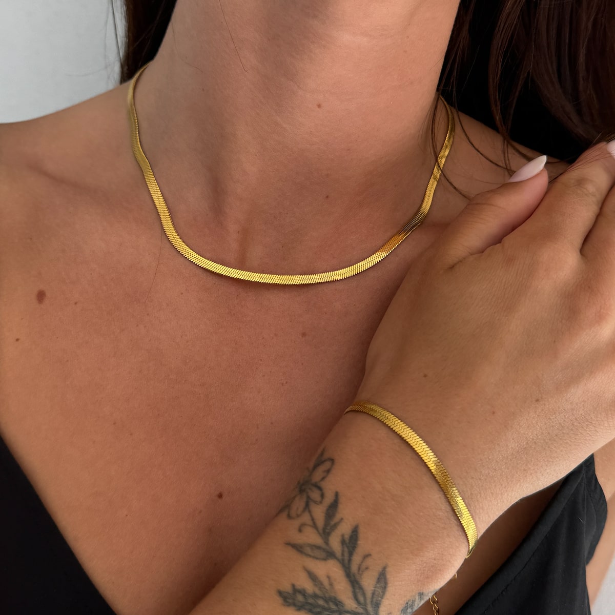 Flad Slangekæde 18K Guldbelagt 4mm Camilla Kroeyer Jewellery 01