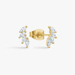 Wing Crystal Stud Earrings 18K Gold Plated