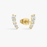 Row Crystal Stud Earrings 18K Gold Plated