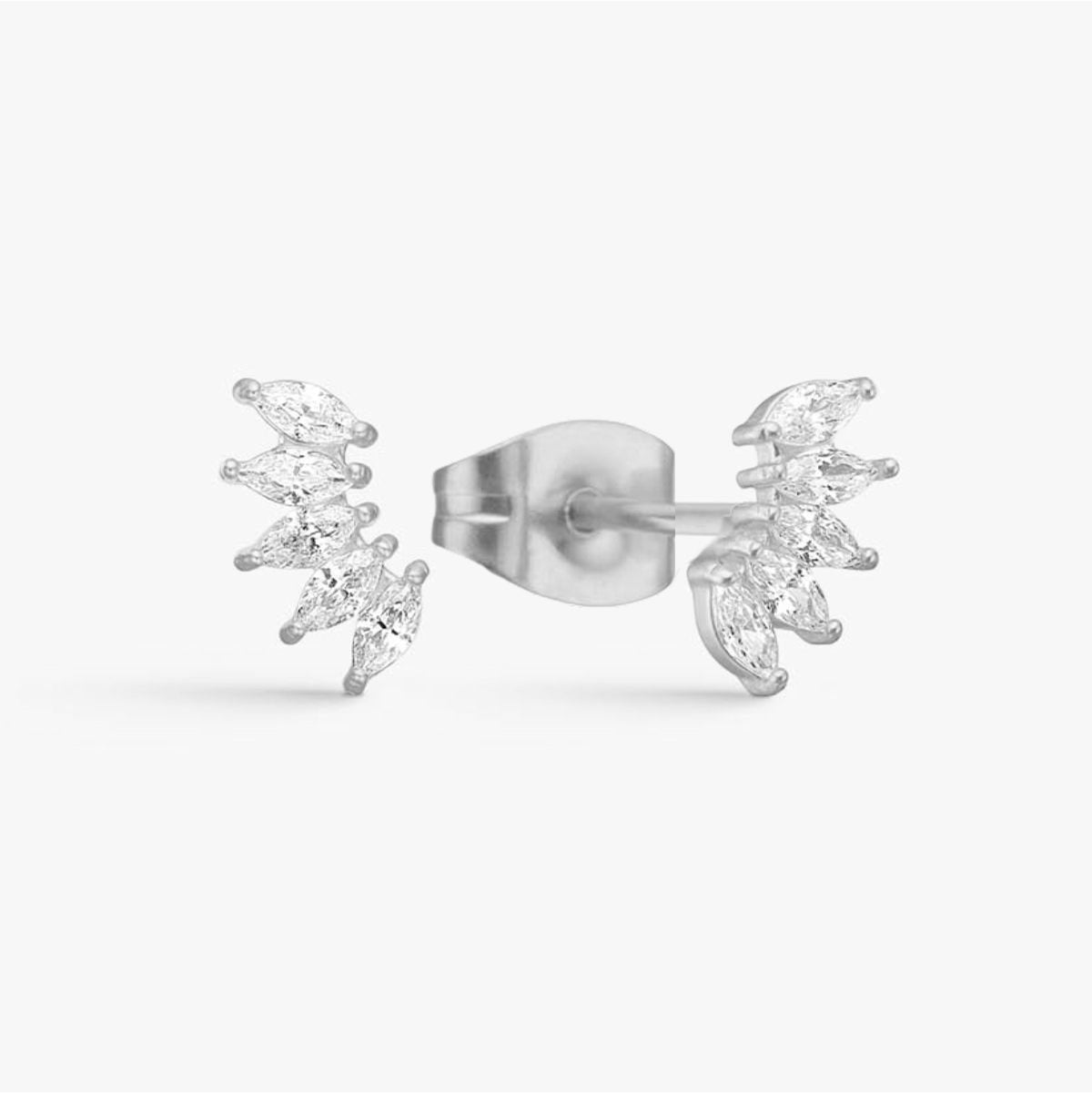 Glow Crystal Stud Earrings Silver