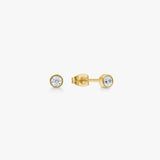 Classic Crystal Stud Earrings 18K Gold Plated 2mm