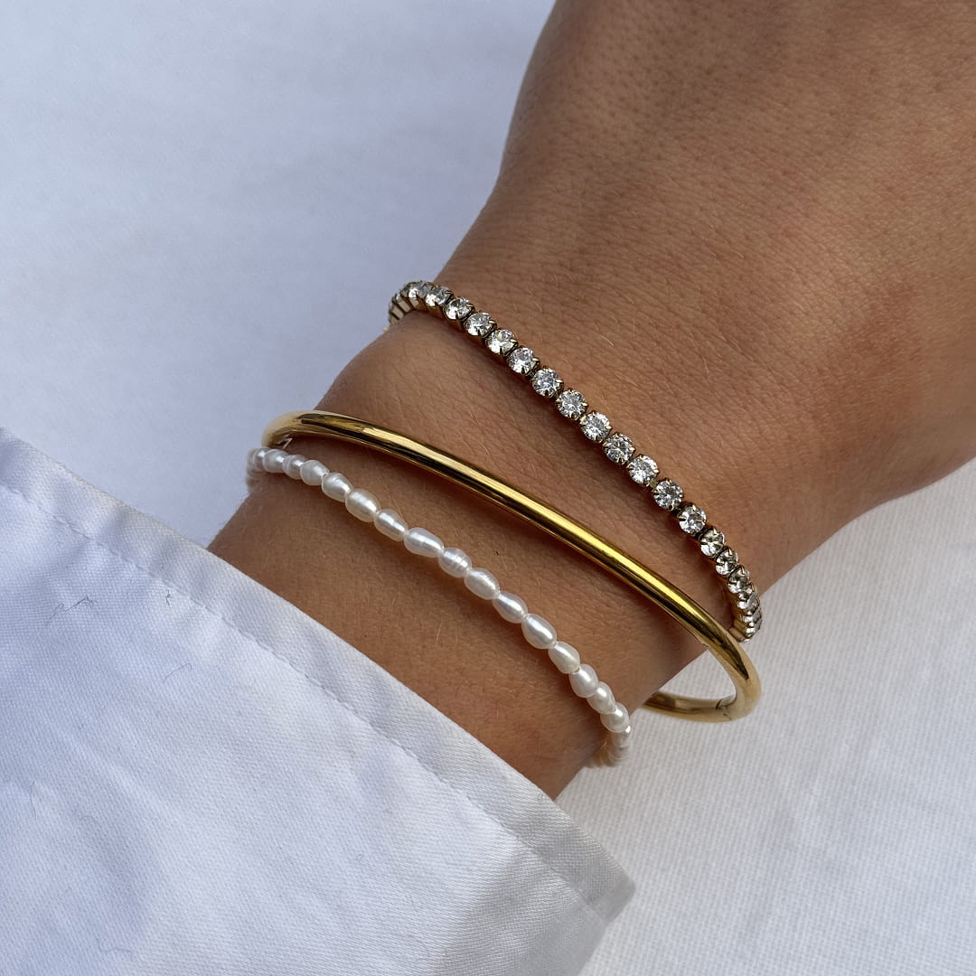 Oval Dome Bangle Lille 18K Guldbelagt