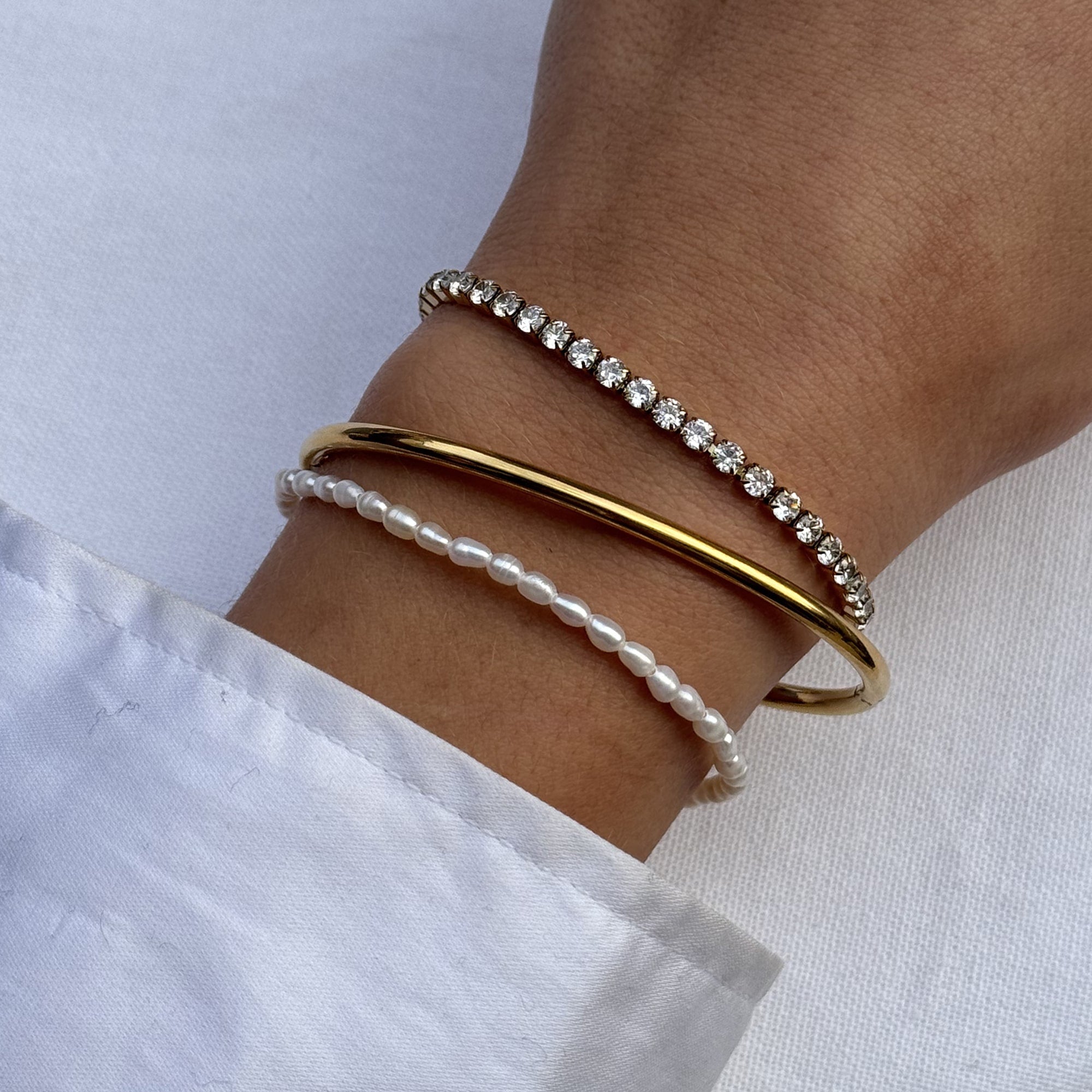 Flad Slange Armbånd 18K Guldbelagt 4mm