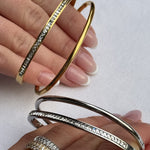 Oval Dome Bangle Lille Sølvfarvet