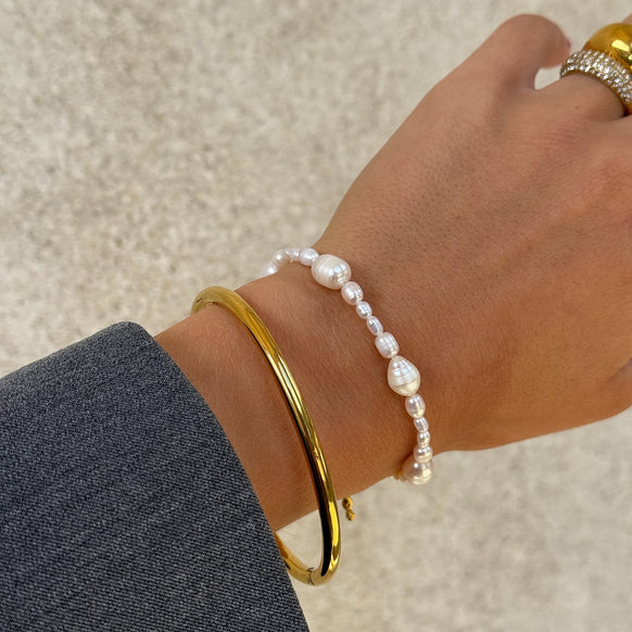 Oval Dome Bangle 18K Guldbelagt