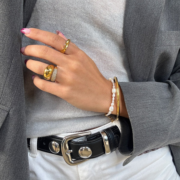 Oval Dome Bangle 18K Guldbelagt