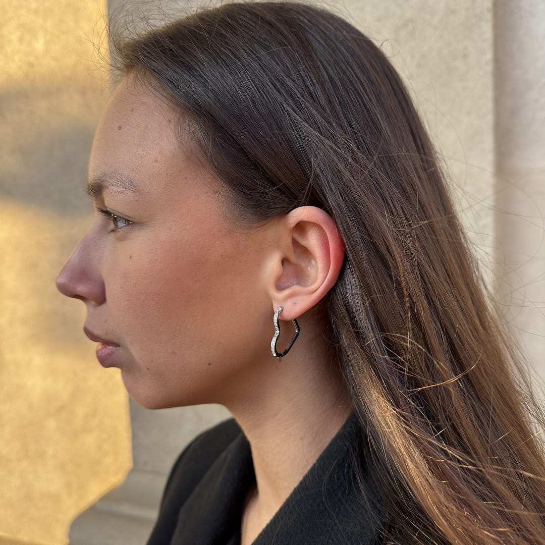 Heart Krystal Creoler Sølvfarvet Stor