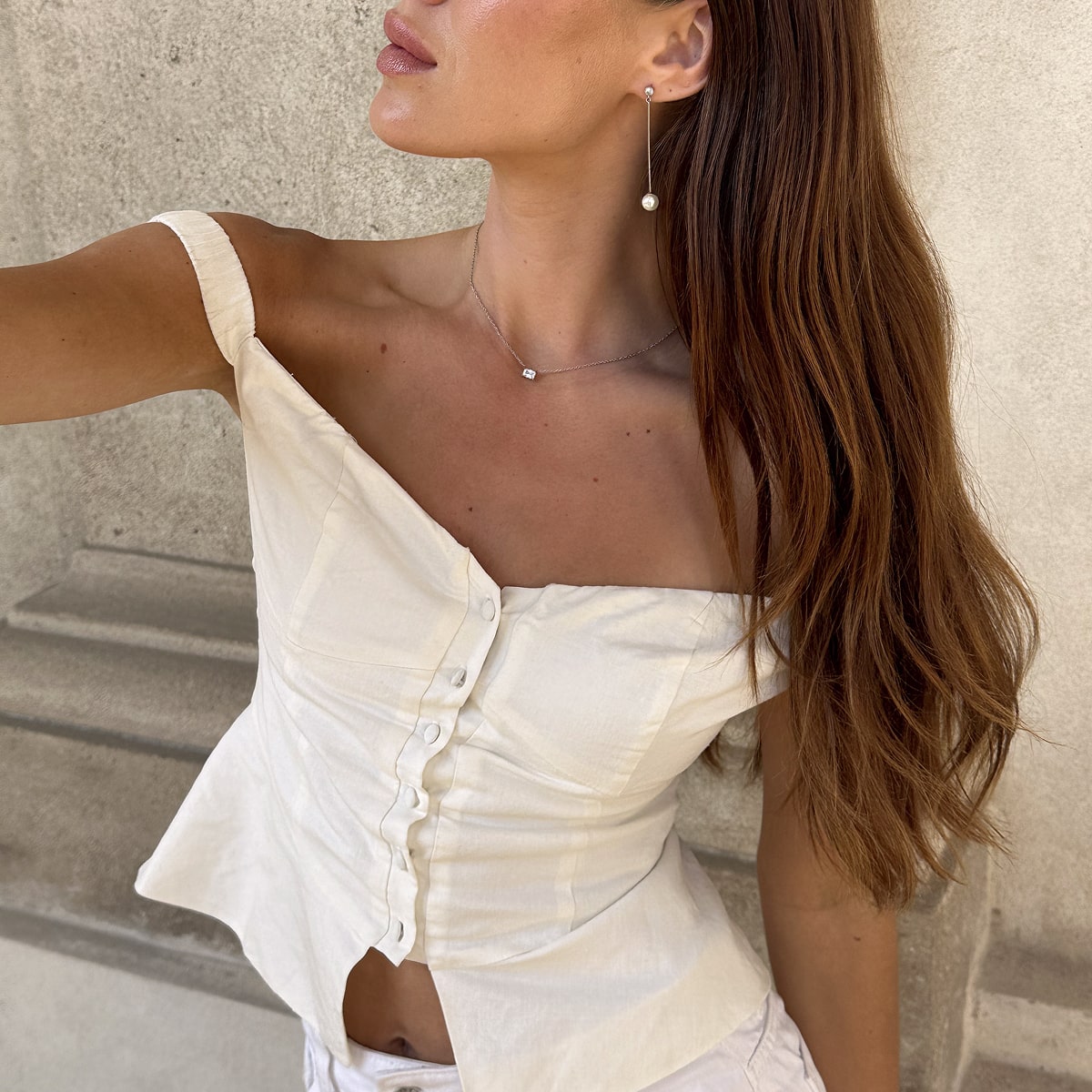 Floating Emerald Krystal Halskæde Sølvfarvet