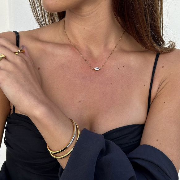 Floating Marquise Krystal Halskæde 18K Guldbelagt