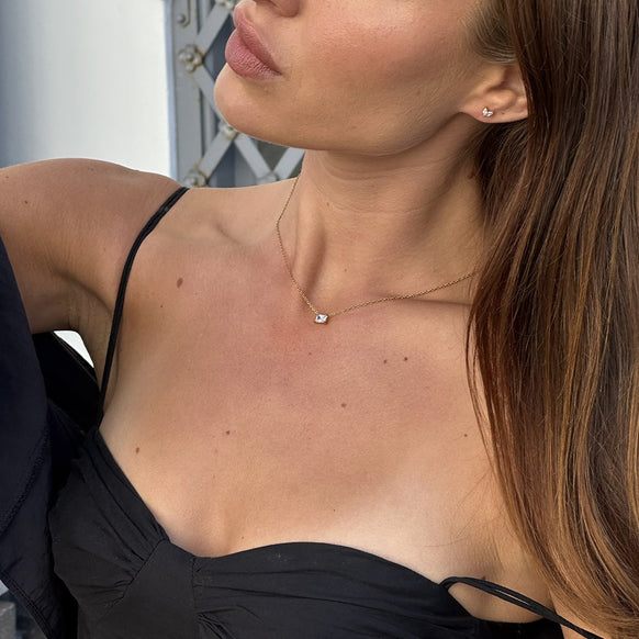 Floating Emerald Krystal Halskæde 18K Guldbelagt