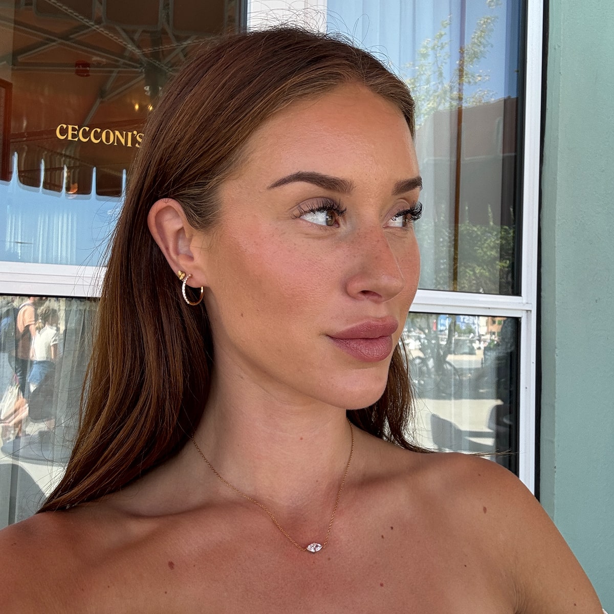 Floating Crystal Necklace 18K Gold Plated