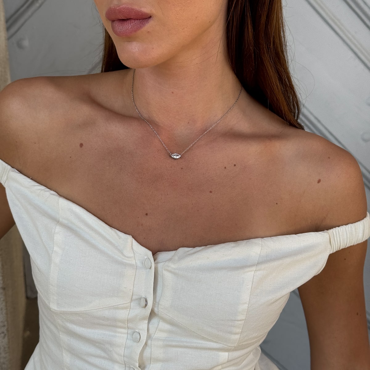 Floating Marquise Krystal Halskæde Sølvfarvet