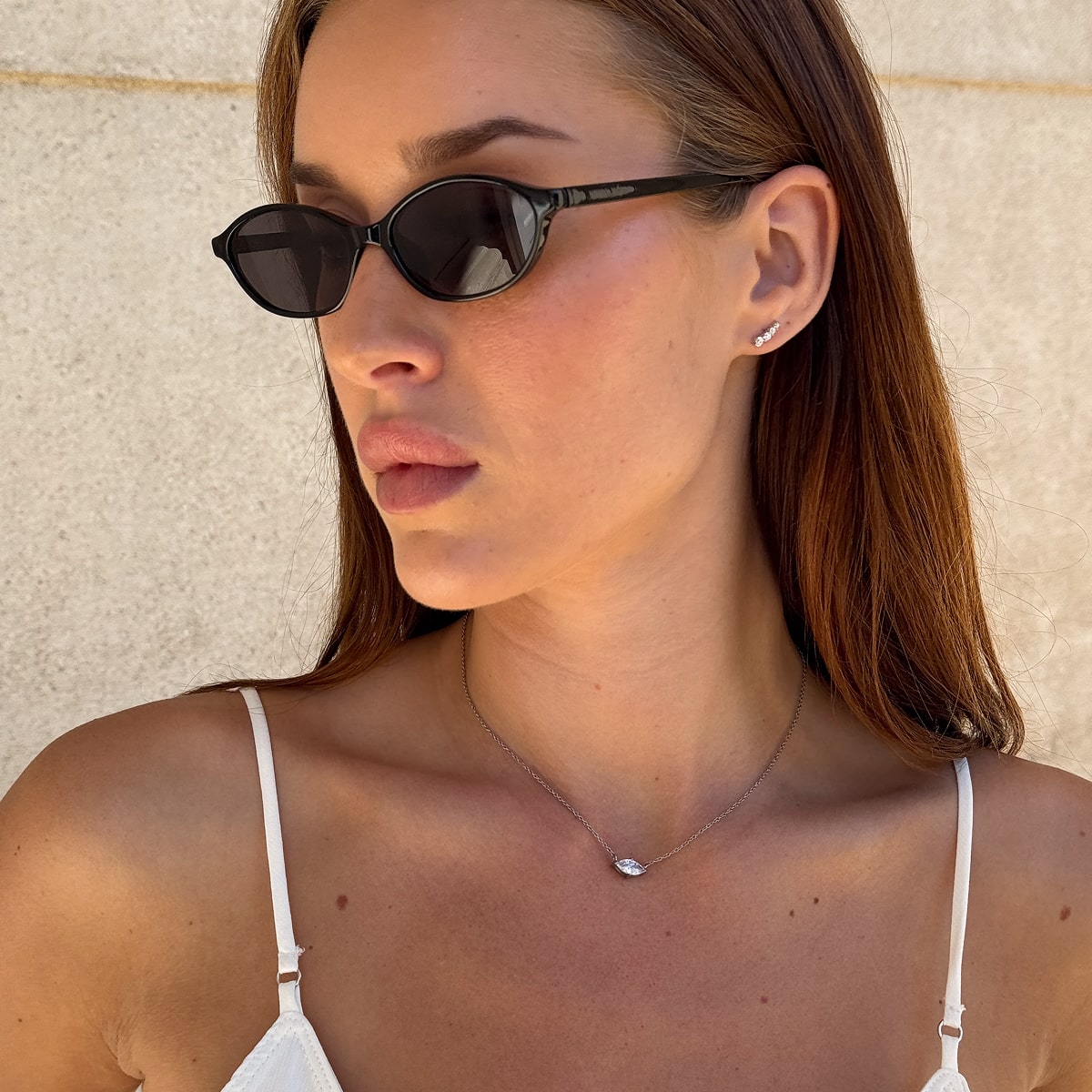 Floating Marquise Krystal Halskæde Sølvfarvet