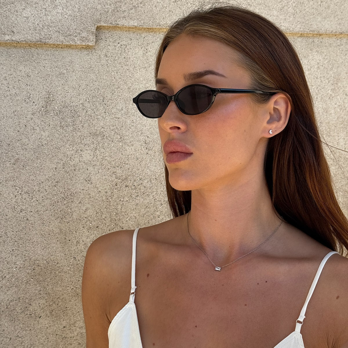 Floating Emerald Krystal Halskæde Sølvfarvet