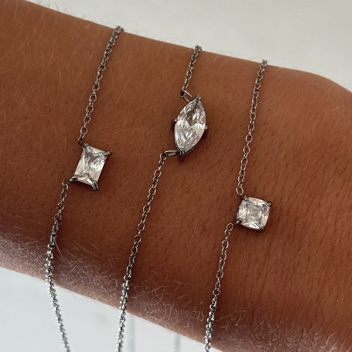 Floating Marquise Krystal Halskæde Sølvfarvet