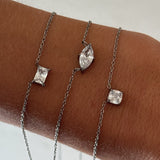 Floating Marquise Krystal Halskæde Sølvfarvet