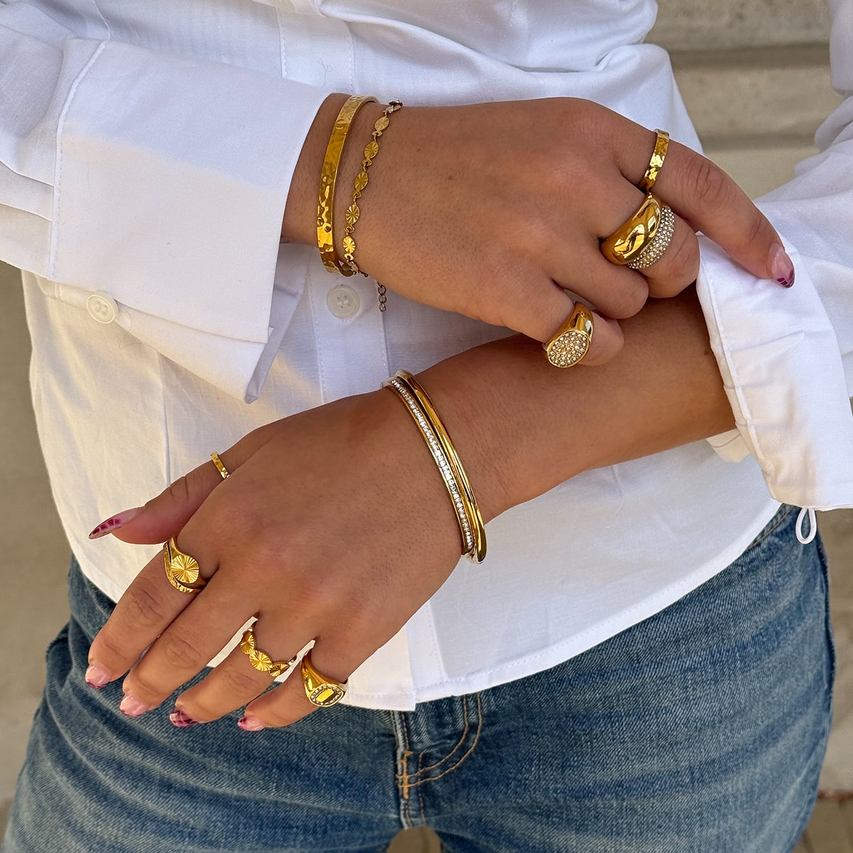 Crystal Bangle 18K Gold Plated 4mm