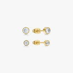 Classic Crystal Stud Earrings 18K Gold Plated 2mm/3mm