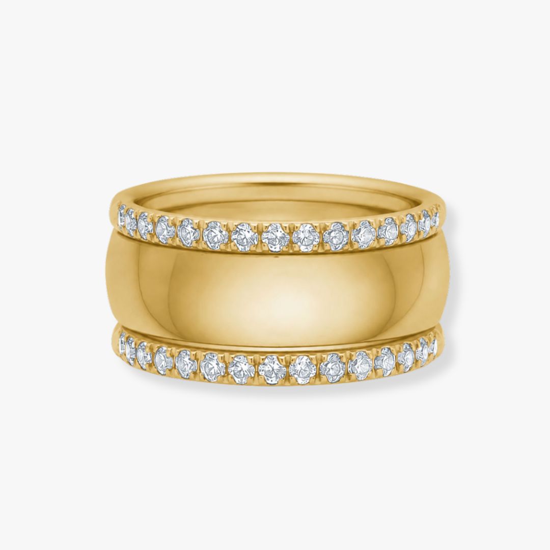 Hamret & Krystal Bangle Sæt 18K Guldbelagt