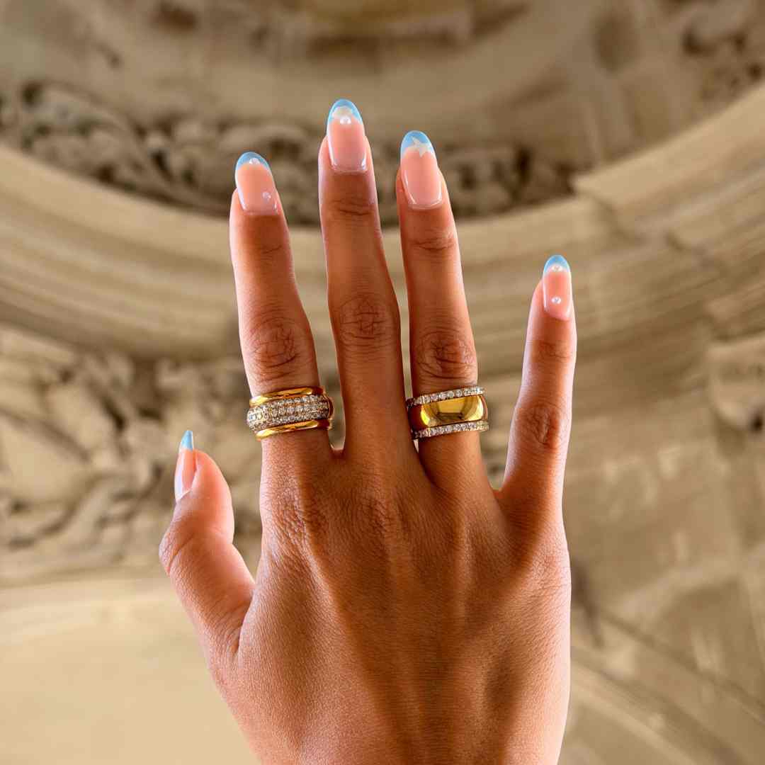 Hamret & Krystal Bangle Sæt 18K Guldbelagt