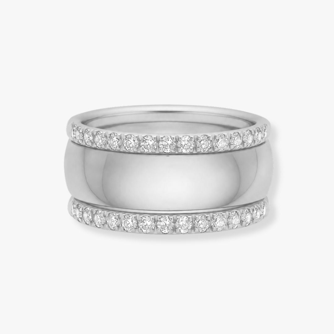 Hamret & Krystal Bangle Sæt 18K Guldbelagt