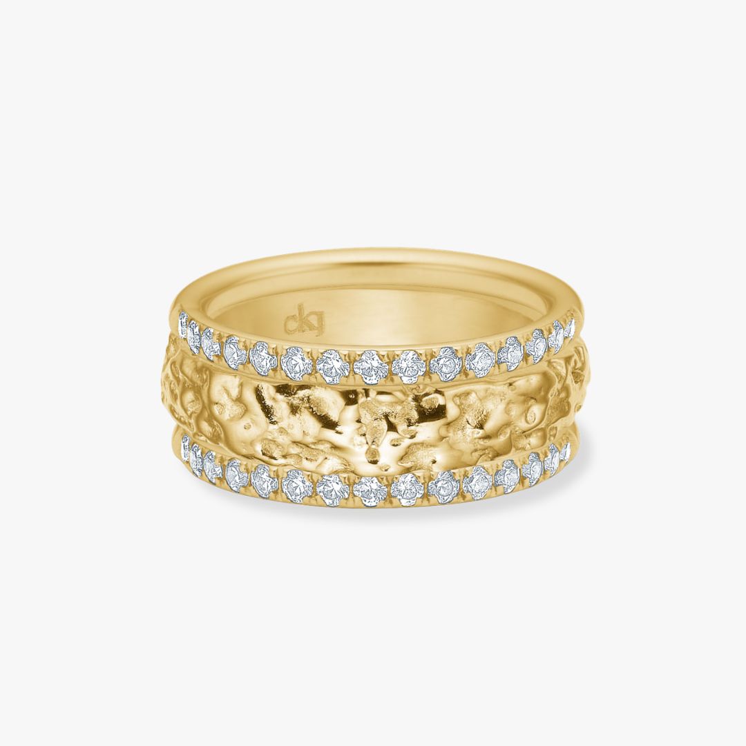 Hamret & Krystal Bangle Sæt 18K Guldbelagt