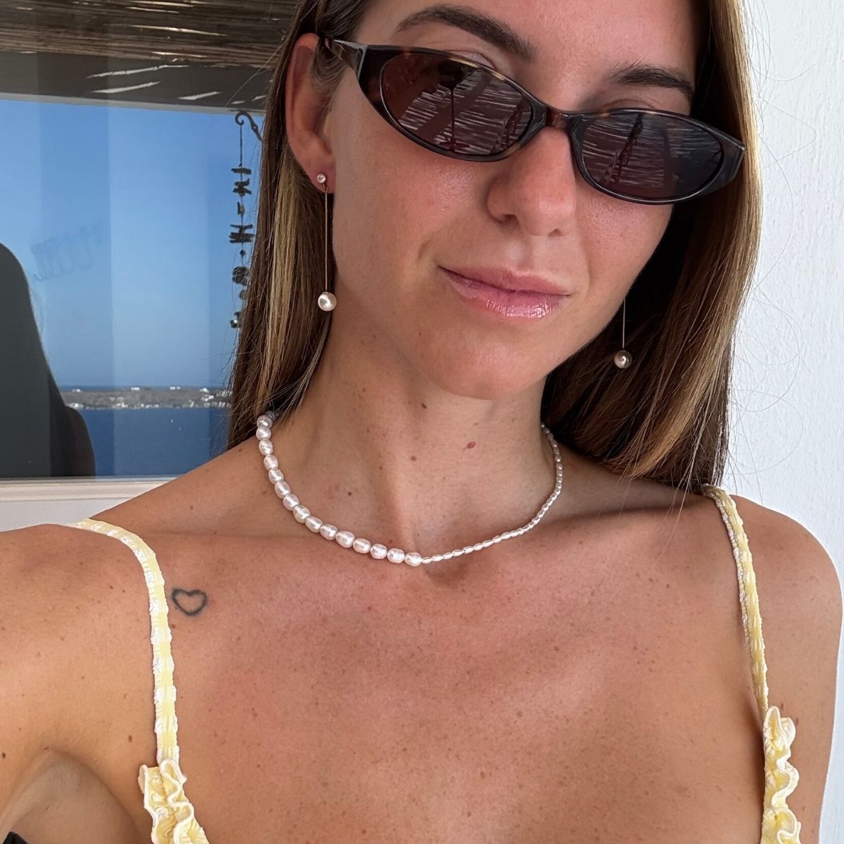 Balance perle halskaede med Krystal perle drop oereringe