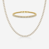 Tennis Luxe Sæt 18K Guldbelagt 3mm