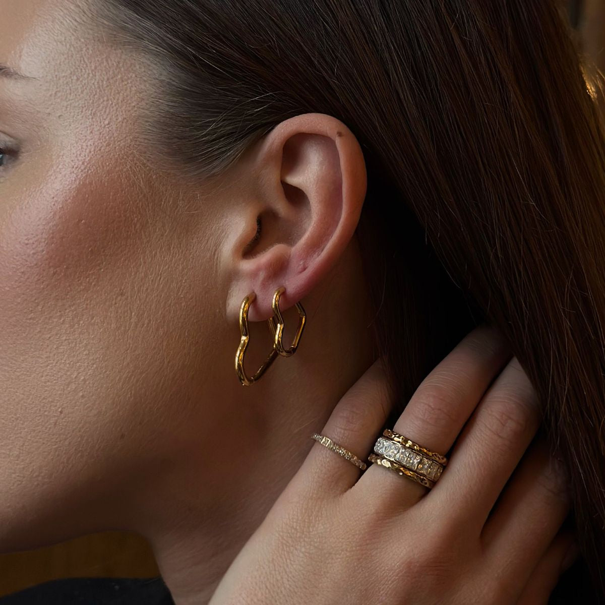 Heart Classic Creoler 18K Guldbelagt Lille