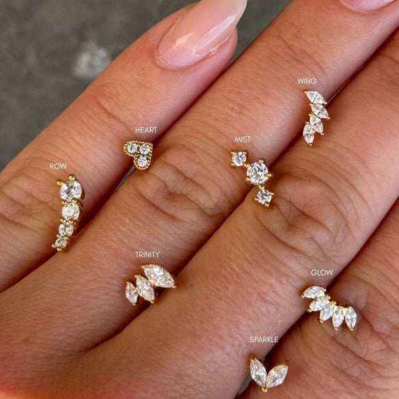 Mist Krystal Stud Øreringe 18K Guldbelagt