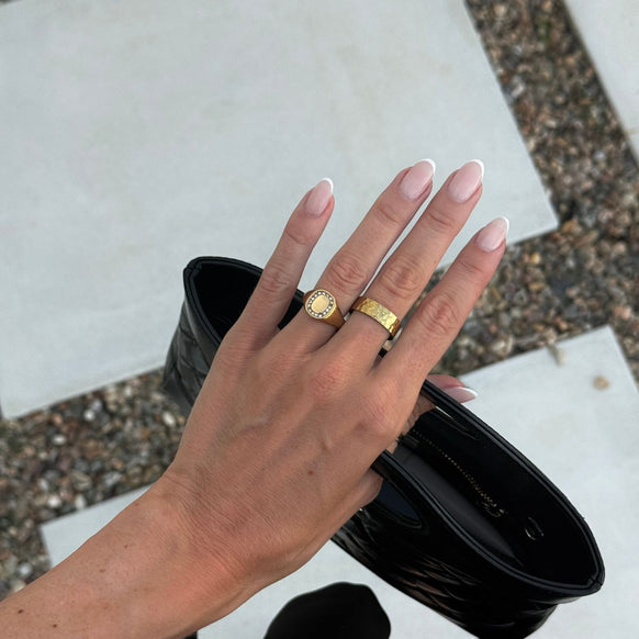 Firkantet Krystal Signet Ring 18K Guldbelagt