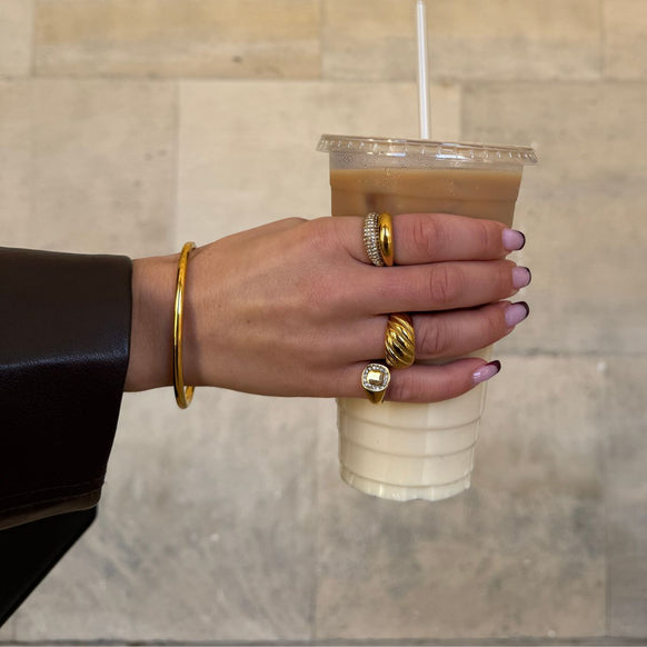 Oval Dome Bangle 18K Guldbelagt