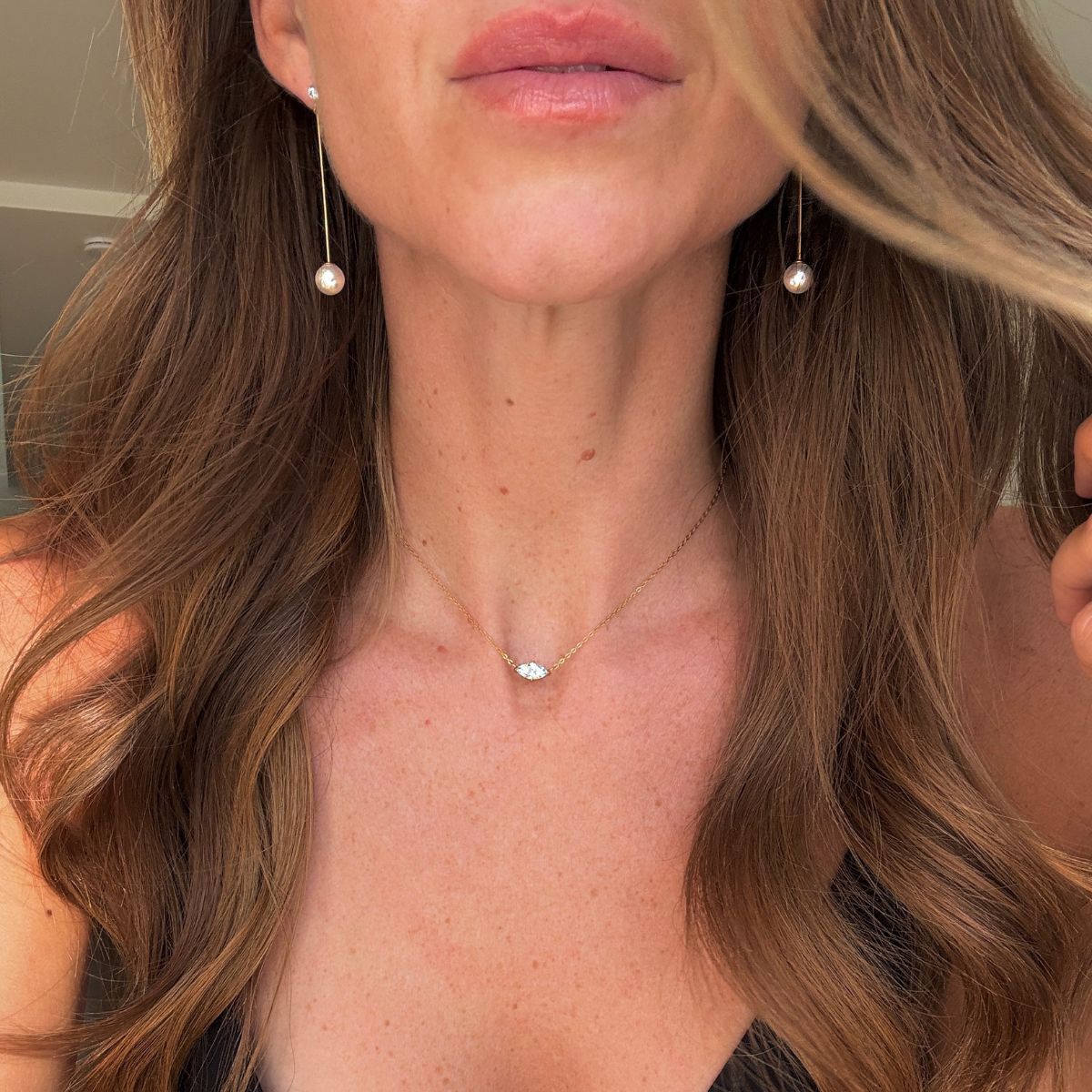 Floating Crystal Necklace 18K Gold Plated