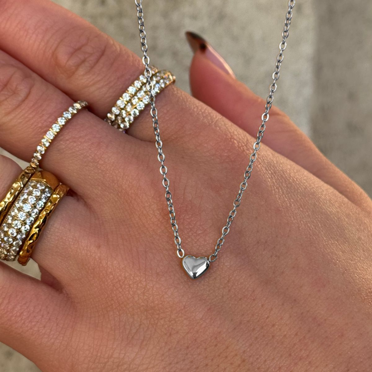 Mini Heart Halskæde Sølvfarvet