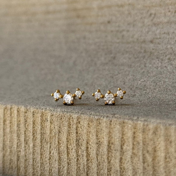 Mist Krystal Stud Øreringe 18K Guldbelagt