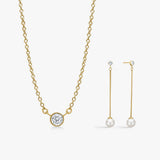 Floating Krystal & Perle Drop 18K Guldbelagt