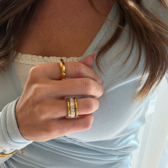 Scoria & Eternity Ringe 18K Guldbelagt Sæt