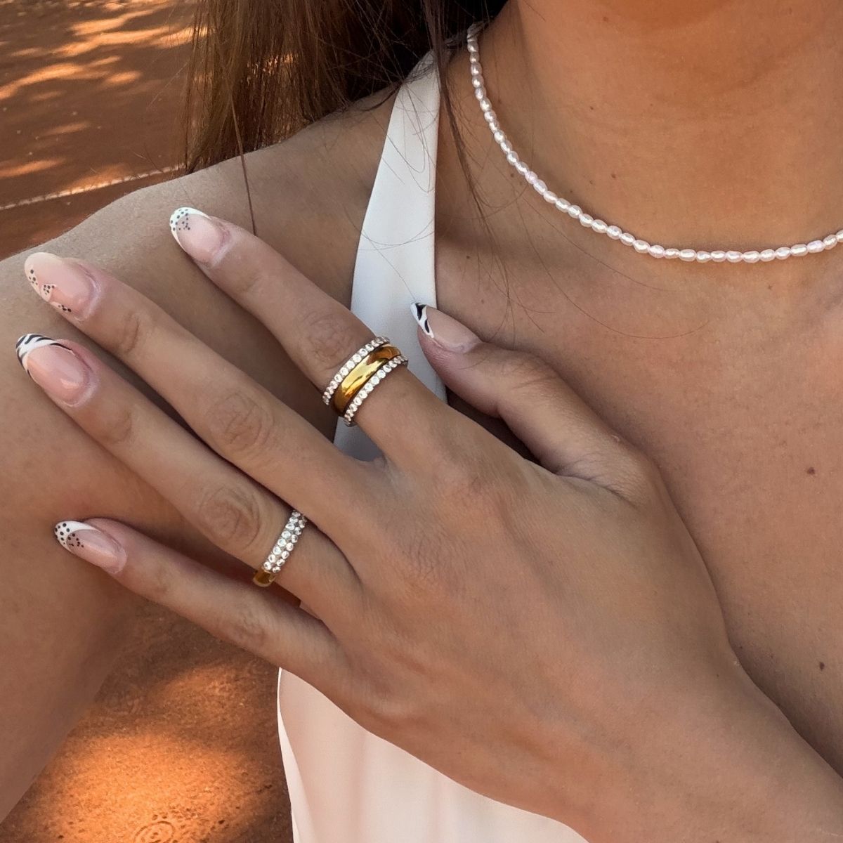 Krystal Band Ring 18K Guldbelagt 2mm