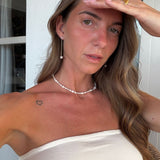 Krystal perle drop oereringe med harmony perle halskaede