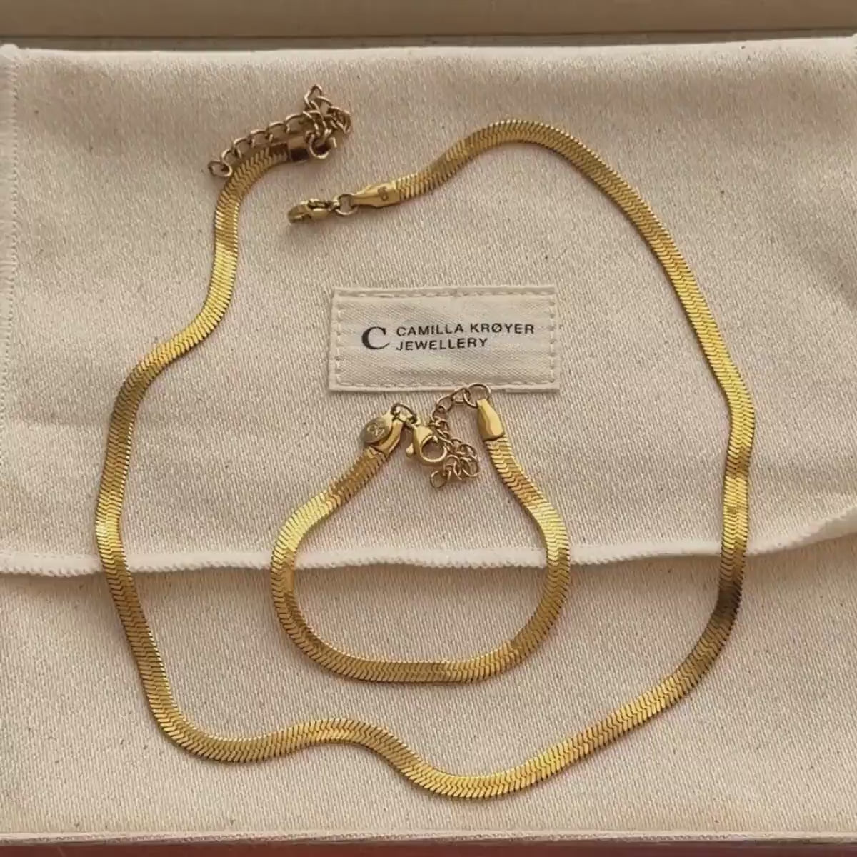 Flad Slangekæde 18K Guldbelagt 4mm