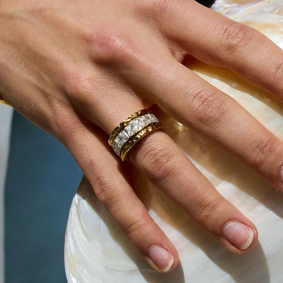 Scoria & Eternity Ringe 18K Guldbelagt Sæt